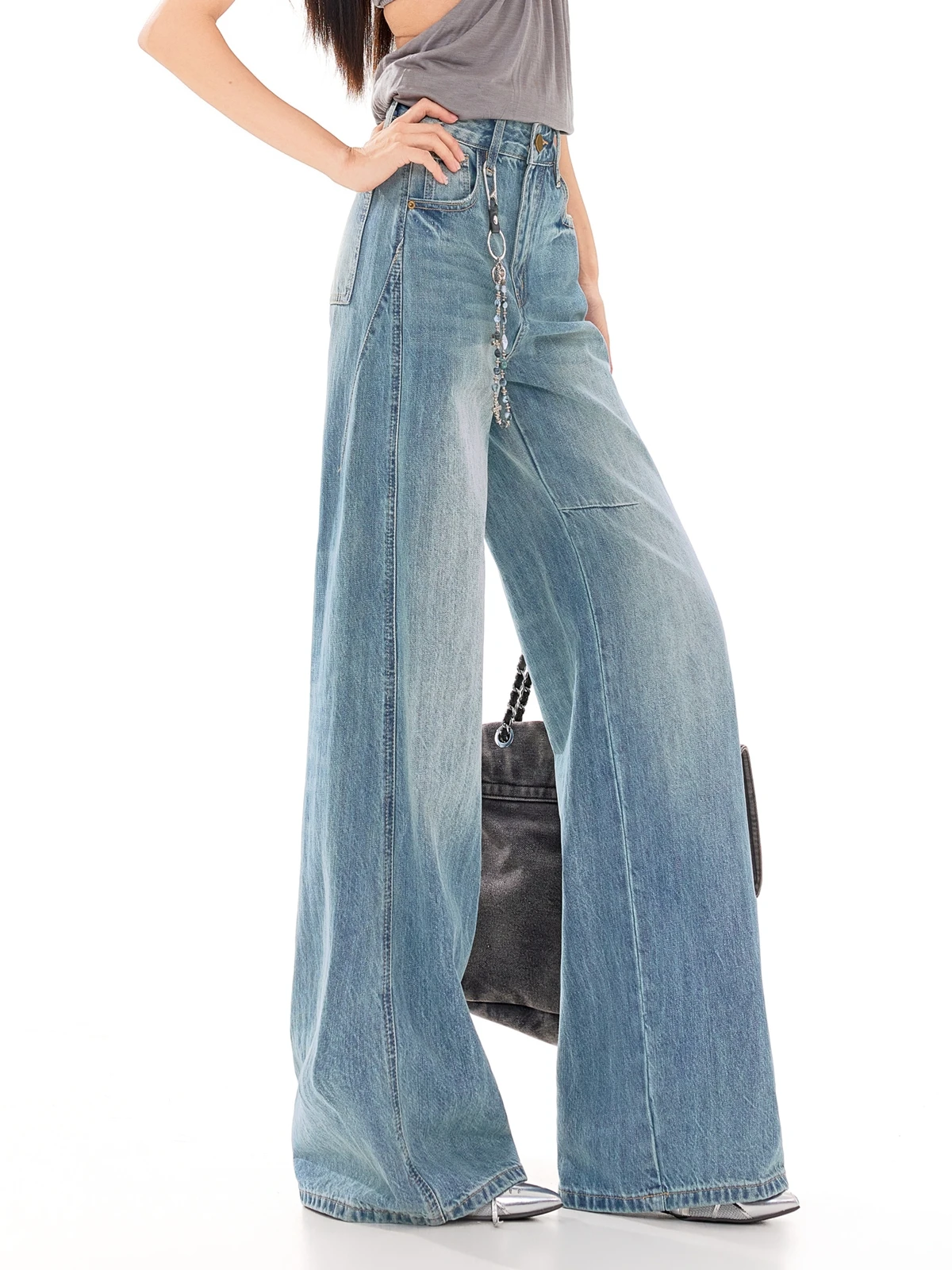 ZHISILAO New Baggy Wide Leg Jeans Women Vintage Casual Chic Classic High Waist Floor Length Denim Pants Spring Summer 2026