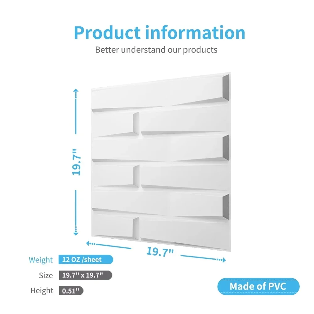 Paneles decorativos de PVC 3D, paquete de 12, decoración interior resistente al agua, paredes y muebles para el hogar de estilo moderno