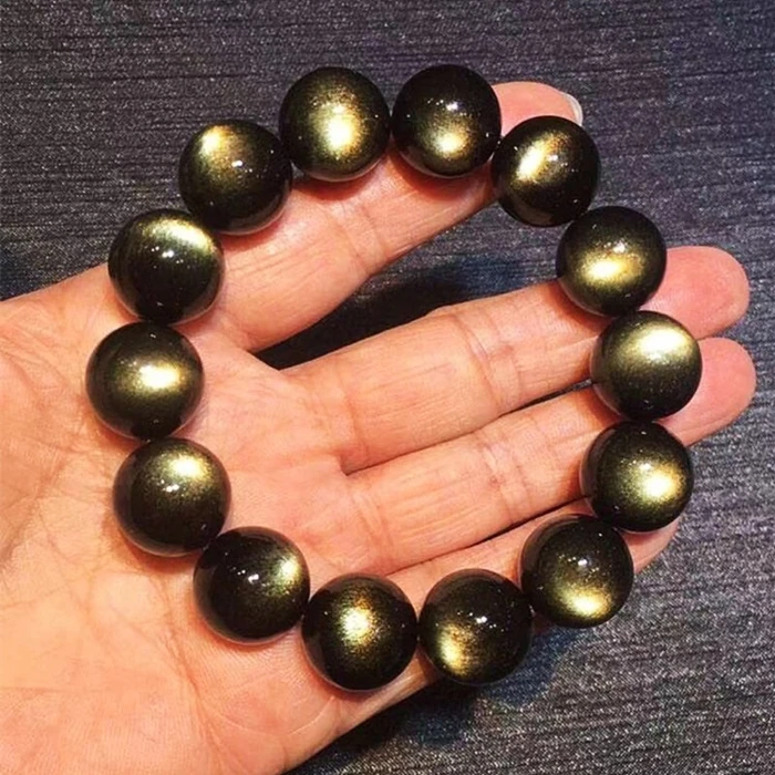 

Natural Gold Obsidian Beads Flash Bracelet Round Beads Woman Men Obsidian Gemstone 10mm 12mm 14mm 16mm AAAAAA