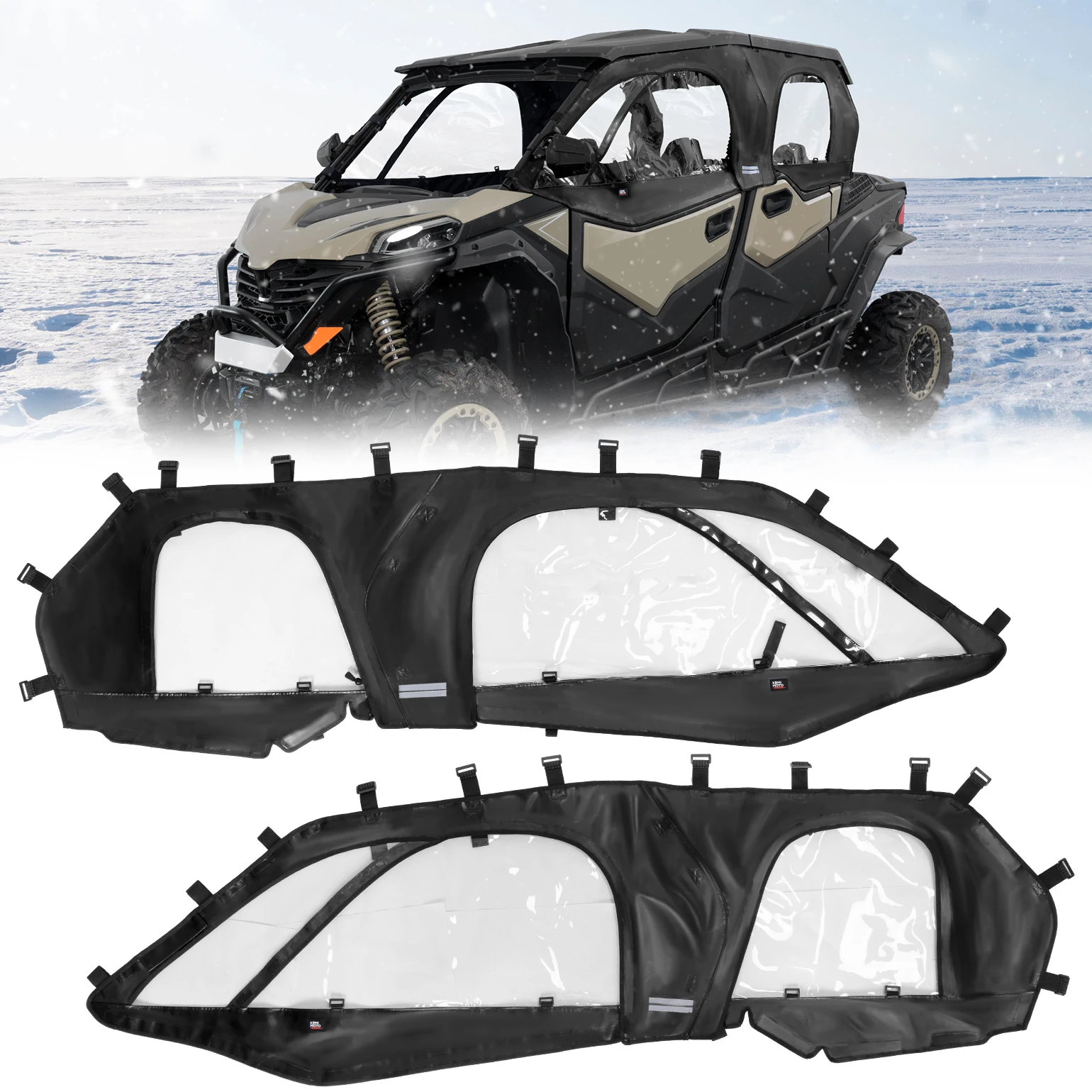 PVC Transparent 4-Door Side Soft Enclosure Upper Door Set Kit For CF-MOTO ZFORCE 950 SPORT 4 2023+ Rain Protect Waterproof