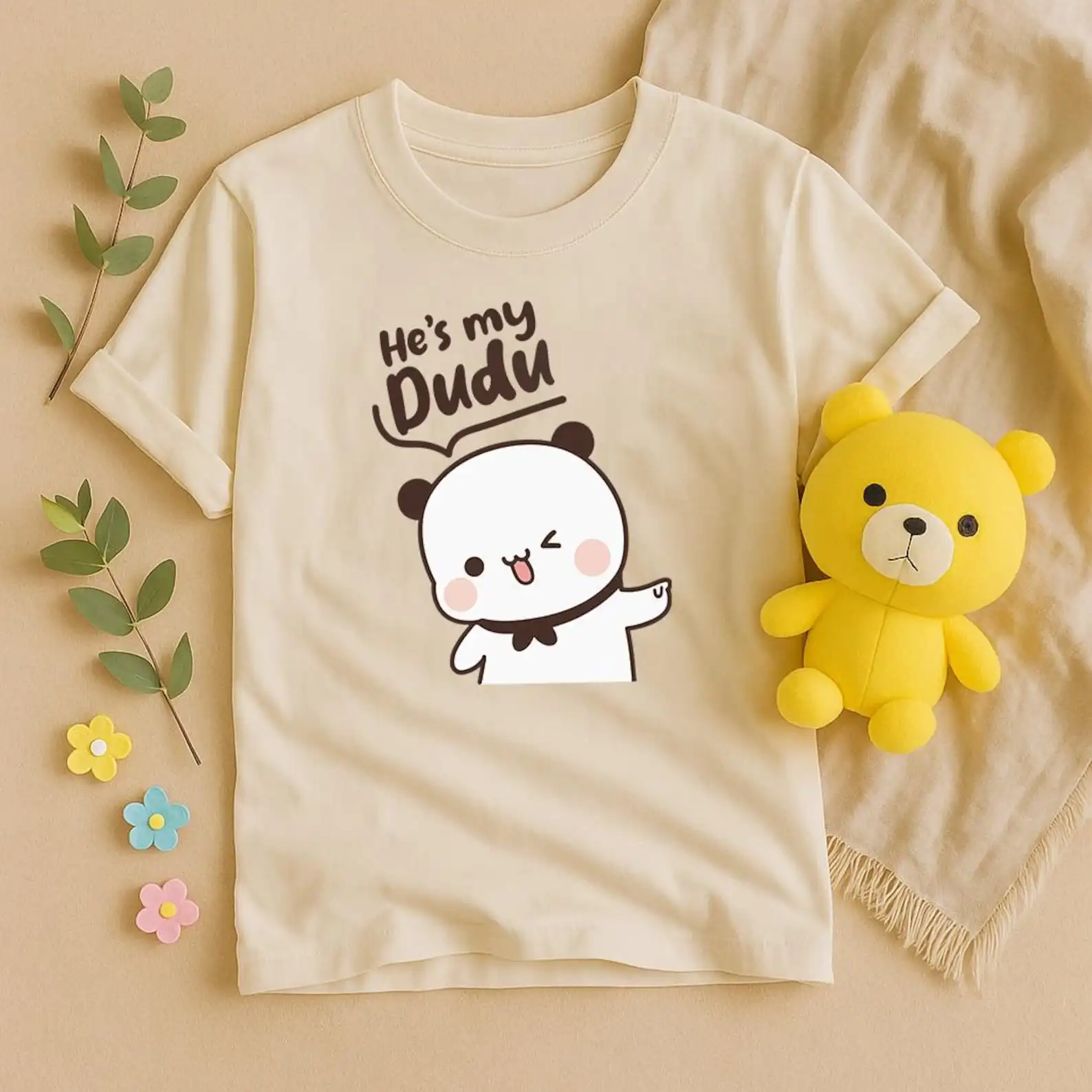 Bubu and Dudu Couple Shirts Woman Man Matching Bear T-Shirts Anniversary Gift Adult Streetwear Camisetas Tops Cotton Short-sleev