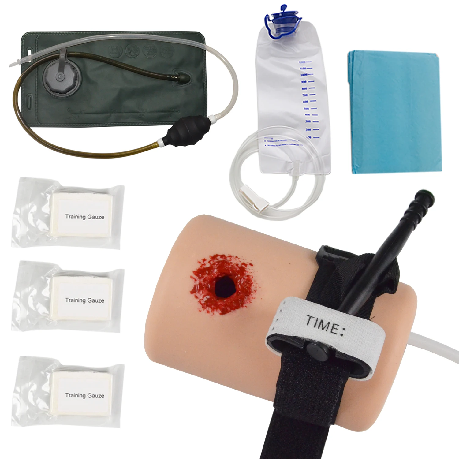 Tourniquet Wound Packing Trainer for wound packing and tourniquet application practice with blood pump system