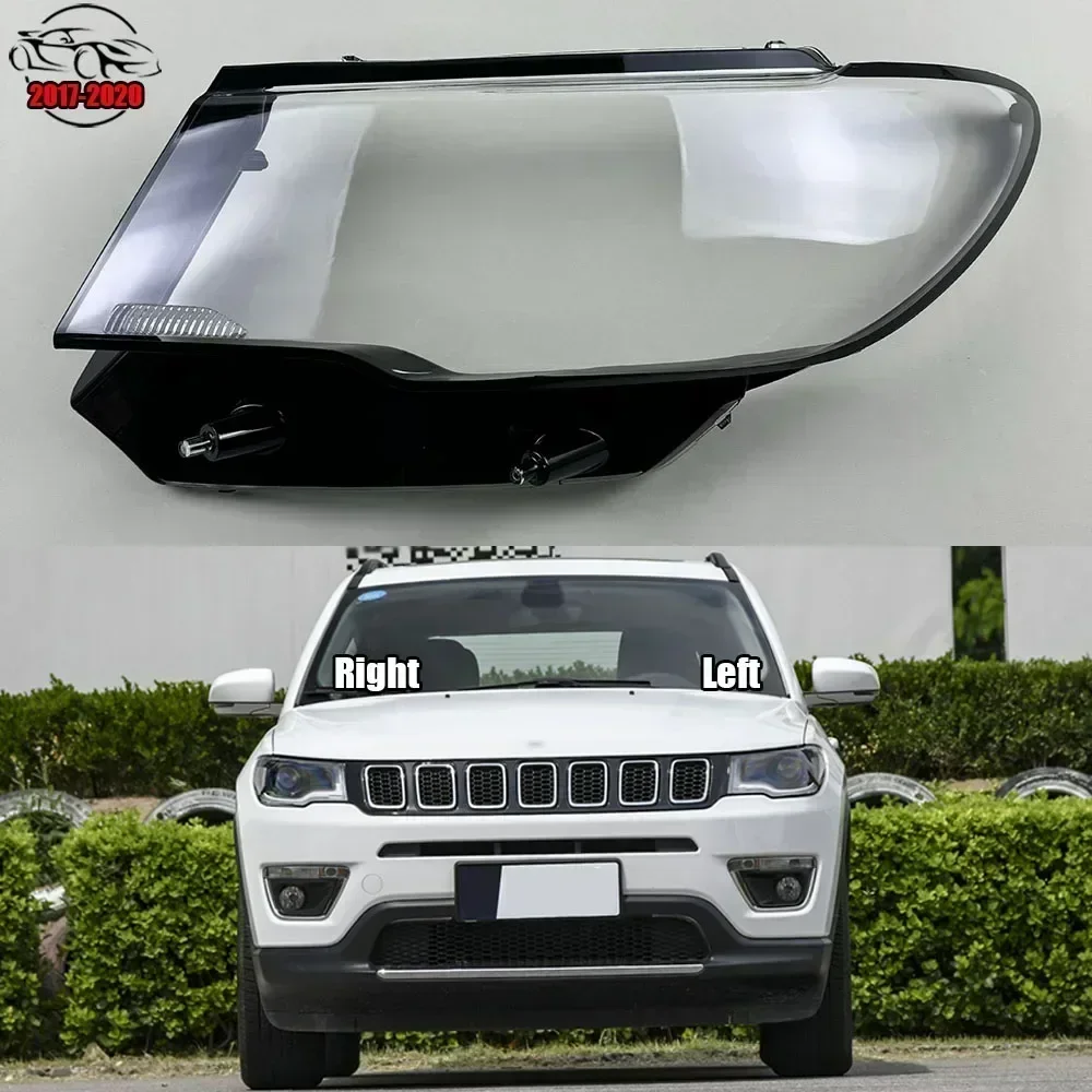

For Jeep Compass 2017 2018 2019 2020 Front Headlamp Cover Lamp Shade Headlight Shell Lens Replace Original Lampshade Plexiglass