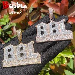 Bubble Letter Prong Necklace for Men Iced Out Pendant Brothers By Loyalty Charms Hip Hop Jewelry
