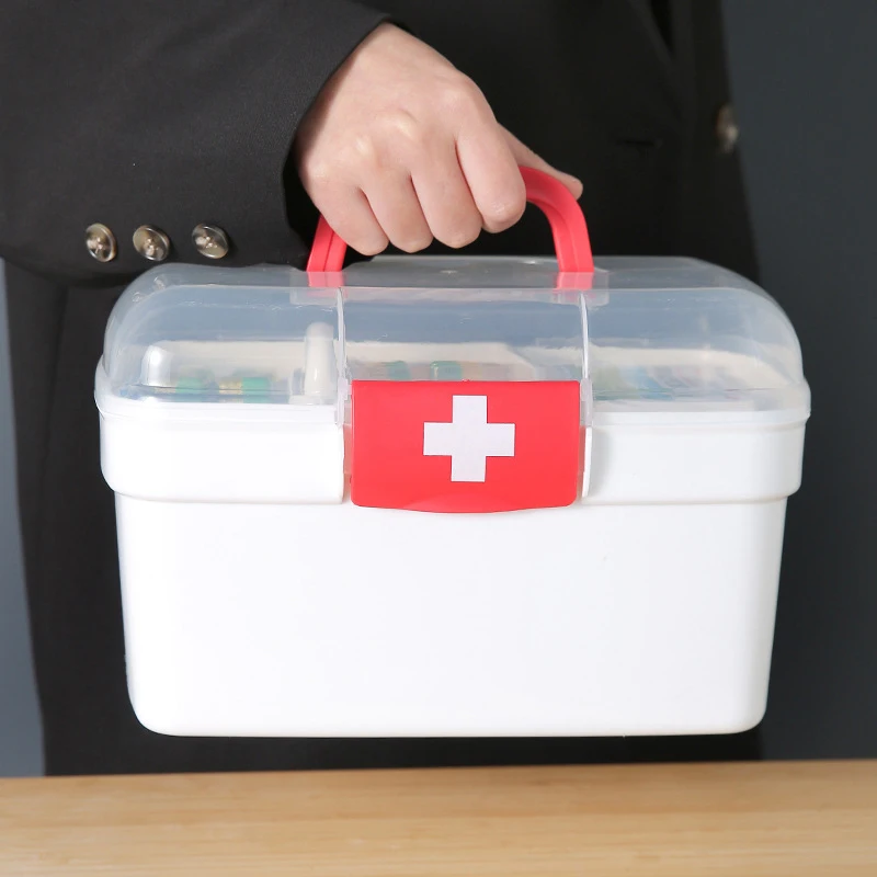 Organizador de Medicina de gran capacidad, contenedor de almacenamiento, cofre de primeros auxilios familiar, caja de Kit de emergencia portátil