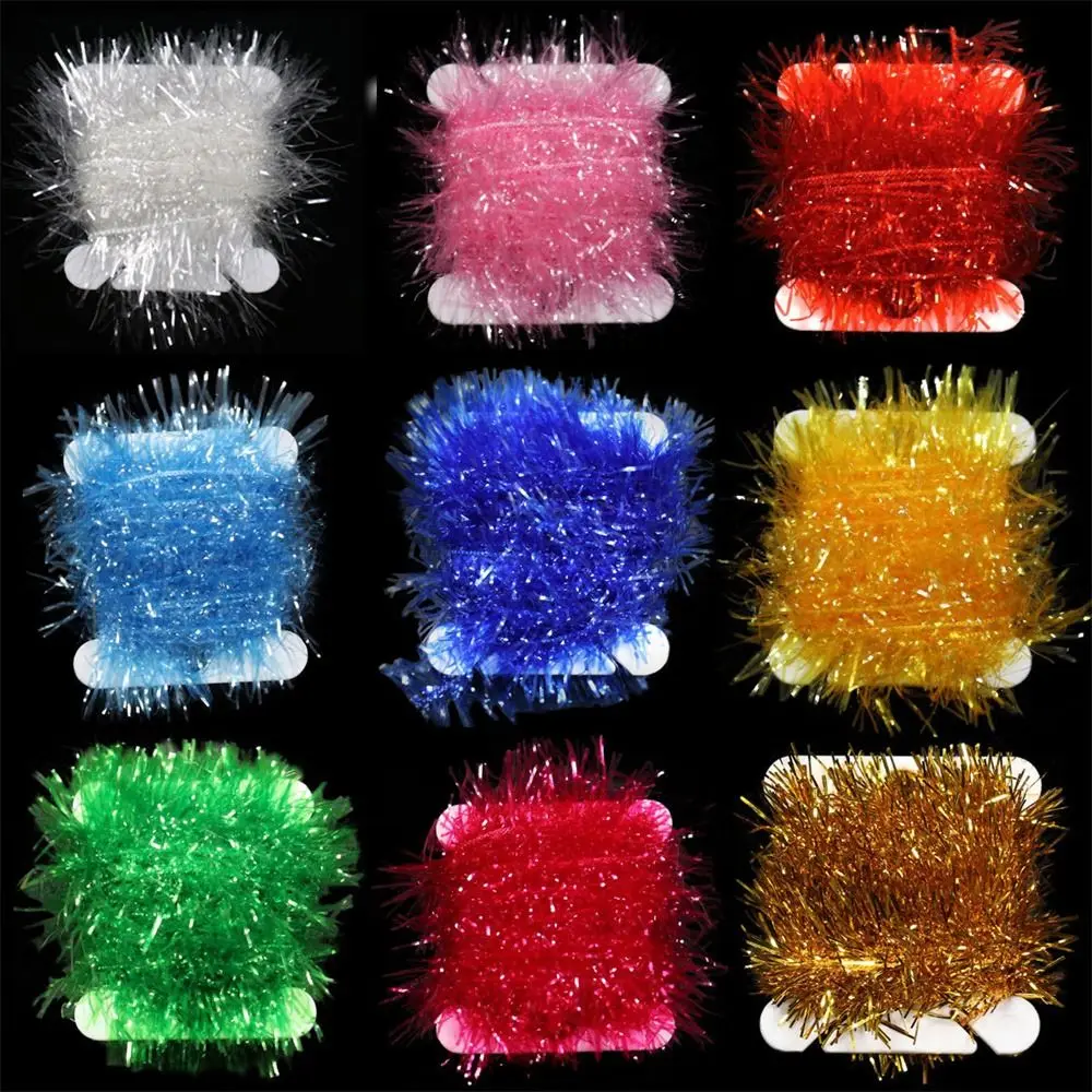 

2M Card Fishing Fly Tying Ice Chenille For Knitting Streamer Fly Marabou Jig Ice Jig Flies Bass Pike Lures Fly Fishing Tinsel