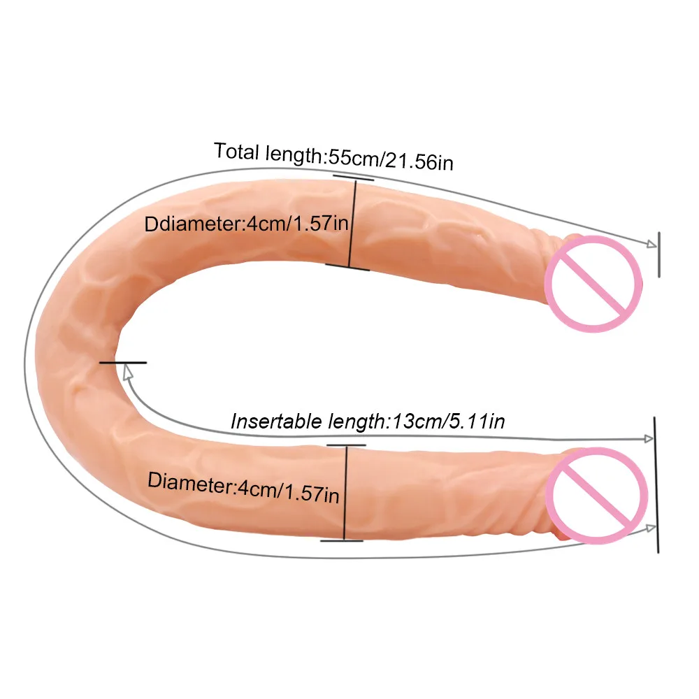 L 55cm / 21.56 inch Super long Dildo for Lesbian Double Penis Sex Products Double Dildos Long Sex Toys for Woman