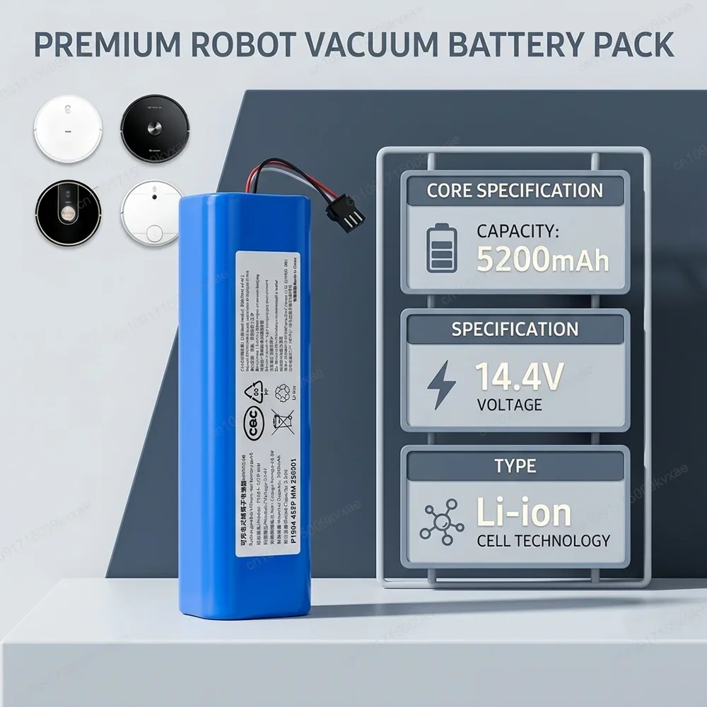 Robot Vacuum Cleaner Li-ion Battery 14.4V 12800mAh High Capacity Cell Pack for Viomi S9 for Roidmi Eve Plus for Lenovo LR1