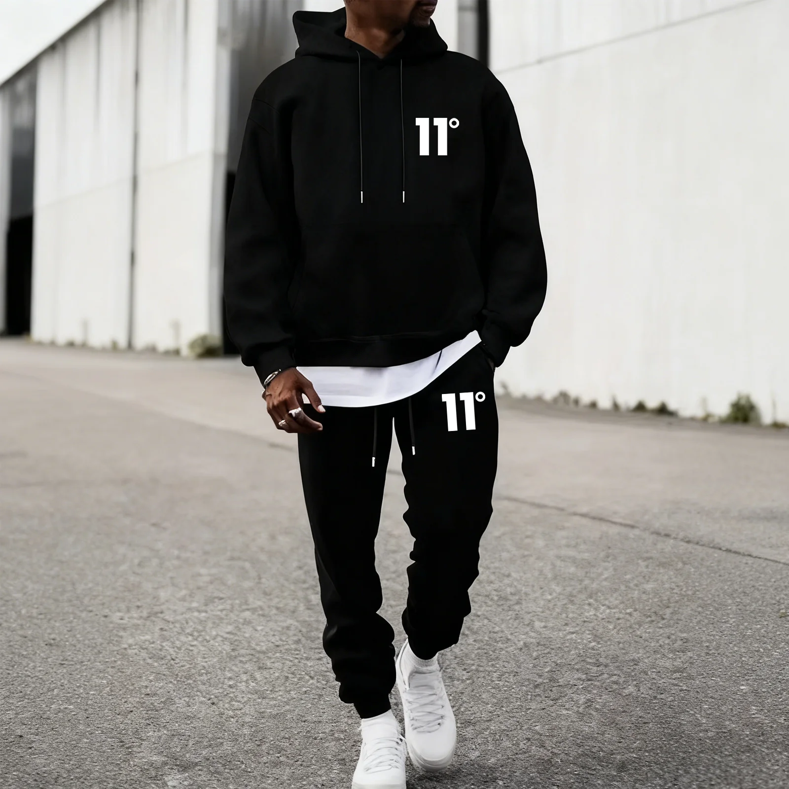 

High-quality sporty comfortable casual men's hooded sweatshirt and sweatpants, 2026 high-quality men's casual sportswear, suitab