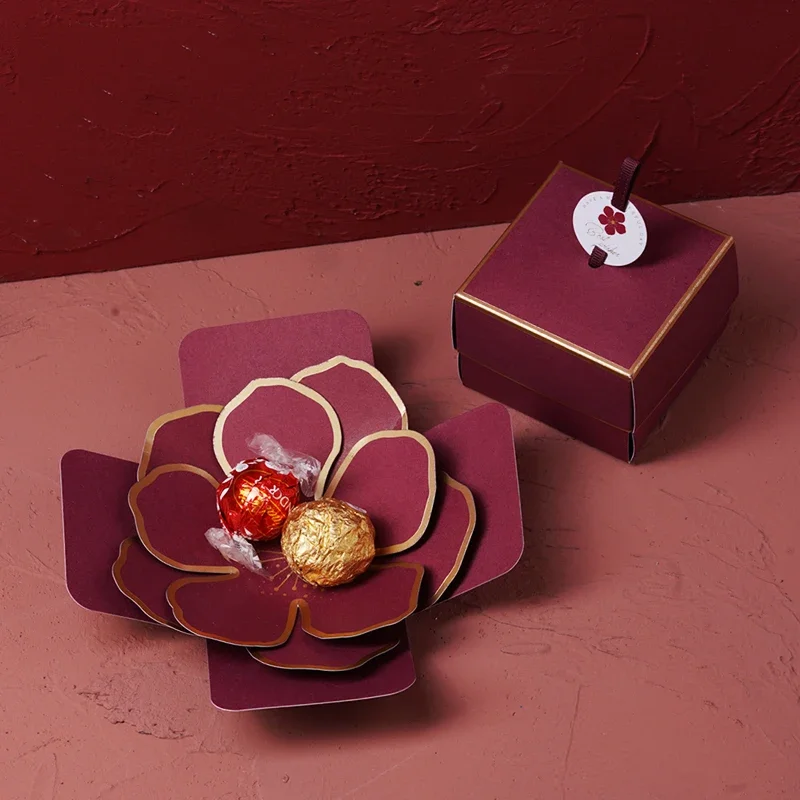 3D Cherry Blossom Candy Boxes Elegant Hand-made Flower Gift Box Best Wishes Anniversary Wedding Floral Party Favor Packaging