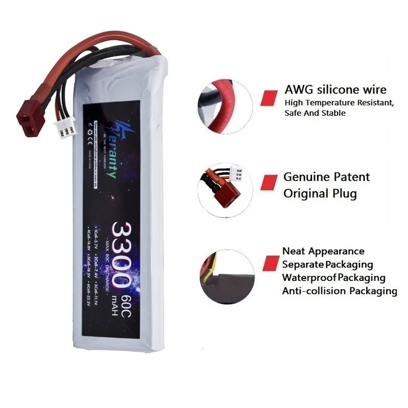 High Performance Lipo Battery 2S 7.4V 3300mAh 60C 6S 22.2V 5200mAh 60C Softcase XT60 XT90 for FPV Racing RC Car Drone