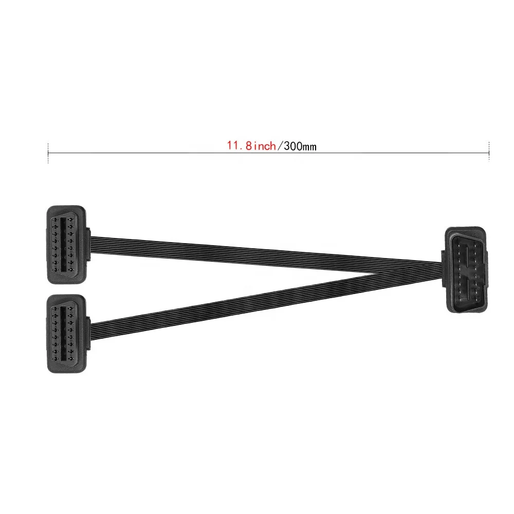 

OBD2 Y Разветвитель Удлинитель локтя Плоский 16-контактный OBD2 Экстерионный кабель «папа-мама» для автомобильного диагностического сканера OBD2