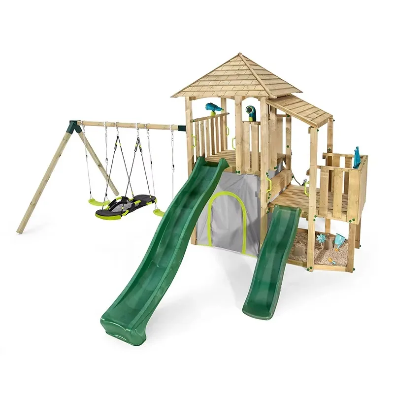 Factory Sales Outdoor Wood Play House Toddler Wooden Playhouses Plastic Playhouse Slide Kids Playground
