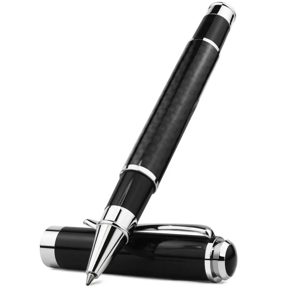 

Vintage Gift Pen Carbon Fiber Fiber Signature Pen Smooth 0.5mm Metal Signature Pen Black Refill Golden Premium Gel Pens Gift