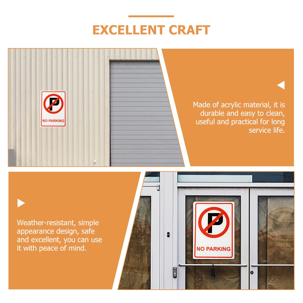 Plastic No Parking Sign Weather Resistant Acrylic Easy Install For Home Yard Restaurant Warning Sign Traffic