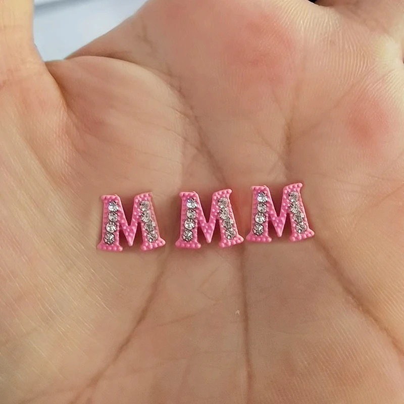 26 Letters A-Z Nail Accessories Charms Pink Metal Jewels Alphabet Manicure Jewelry 3D Nail Art Decorations Supplies