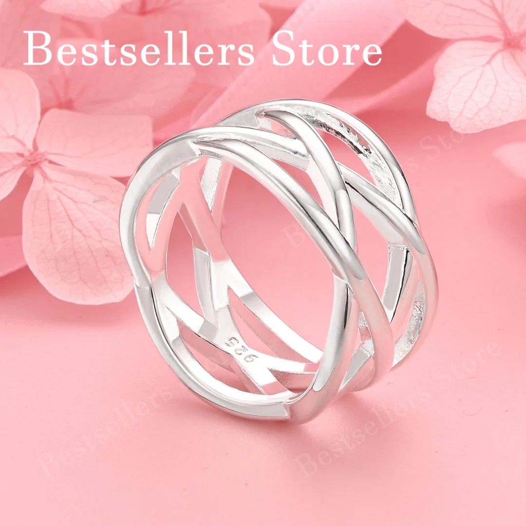 1 piece of 925 sterling silver 5-10 exquisite woven hollow ring for women's wedding jewelry, gifts and accessories
