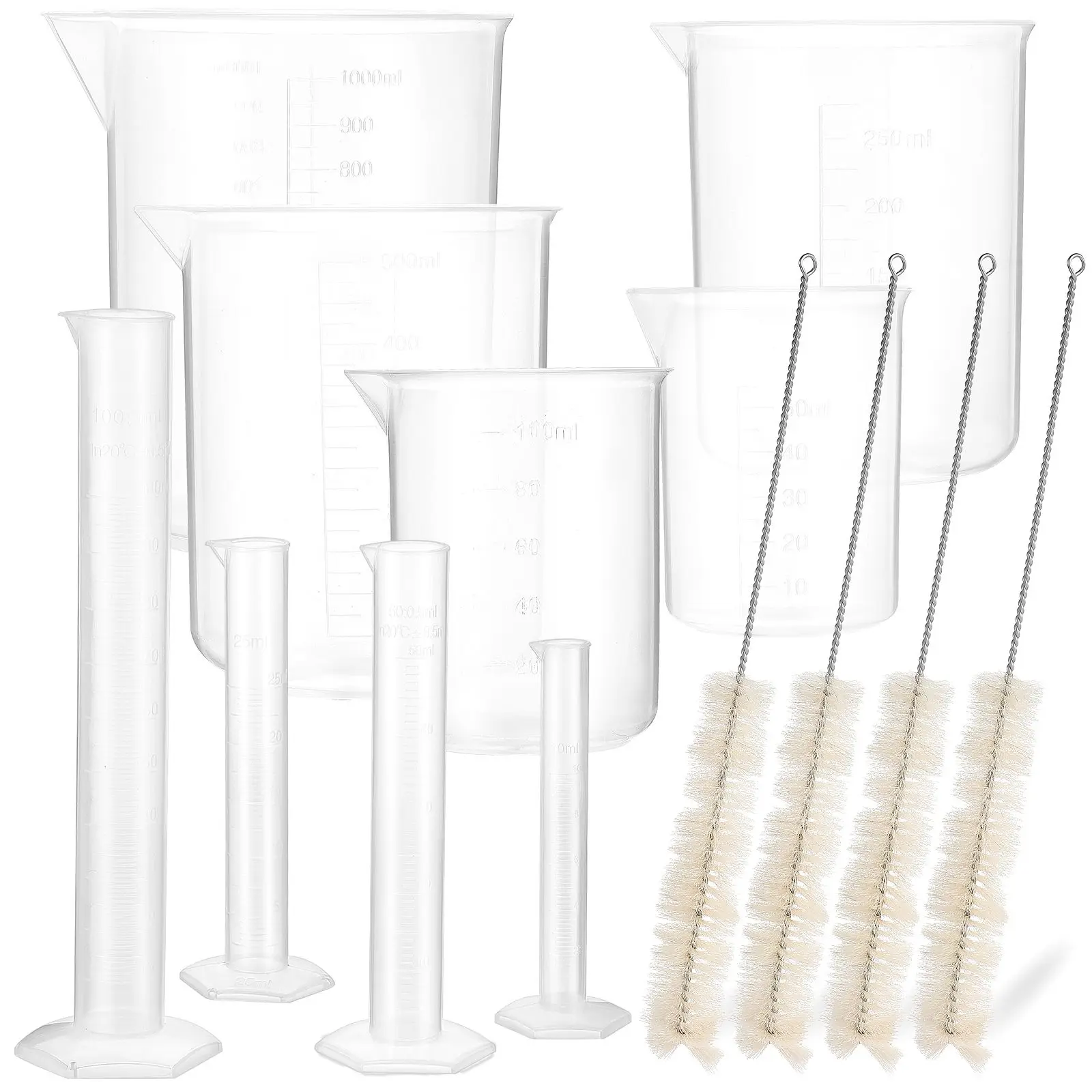 

13Pcs ExperimentKit 4Cylinders102550100ml 5Beakers501002505001000ml 4Brushes20cm FoodGrade Plastic LabProject Kitchen