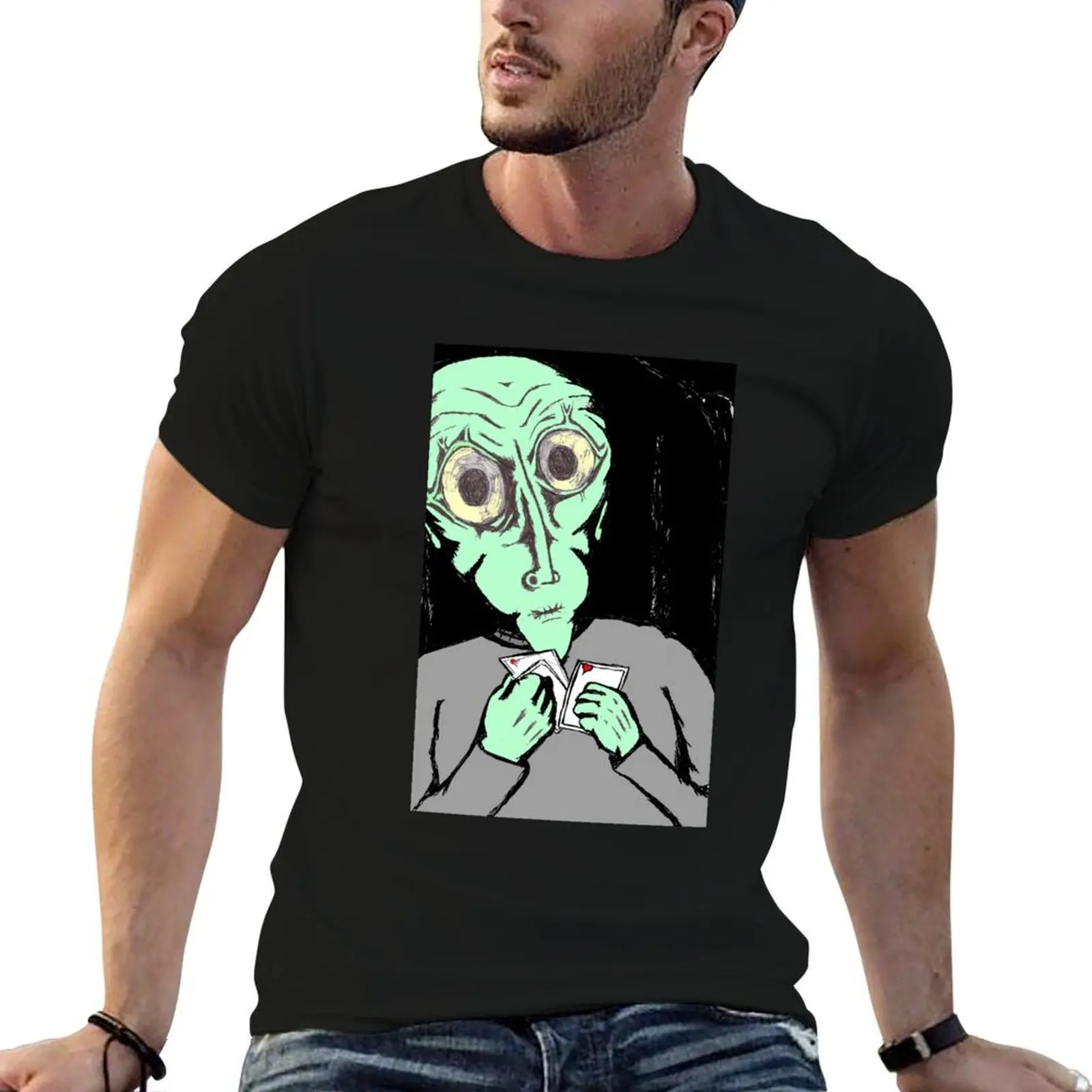 Alien Playing Poker T-Shirt plain for a boy boys whites graphic t shirts shirts graphic tee men