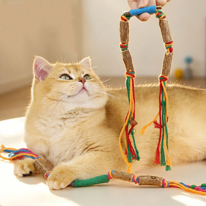 2pcs New Natural Cat Chew Toy Stick Durable Pet Biting Rope Toy Blue Green Cat Catnip Toy Used for Chewing and Dental Care Toy