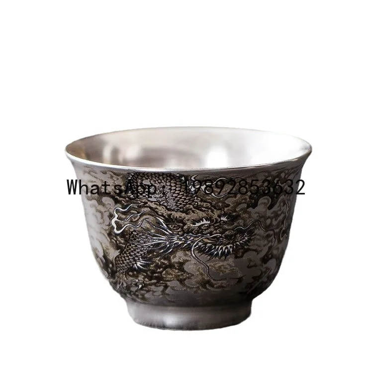 

Silver hand-painted ink dragon master cup tea ceramic gilt health wine tea cup