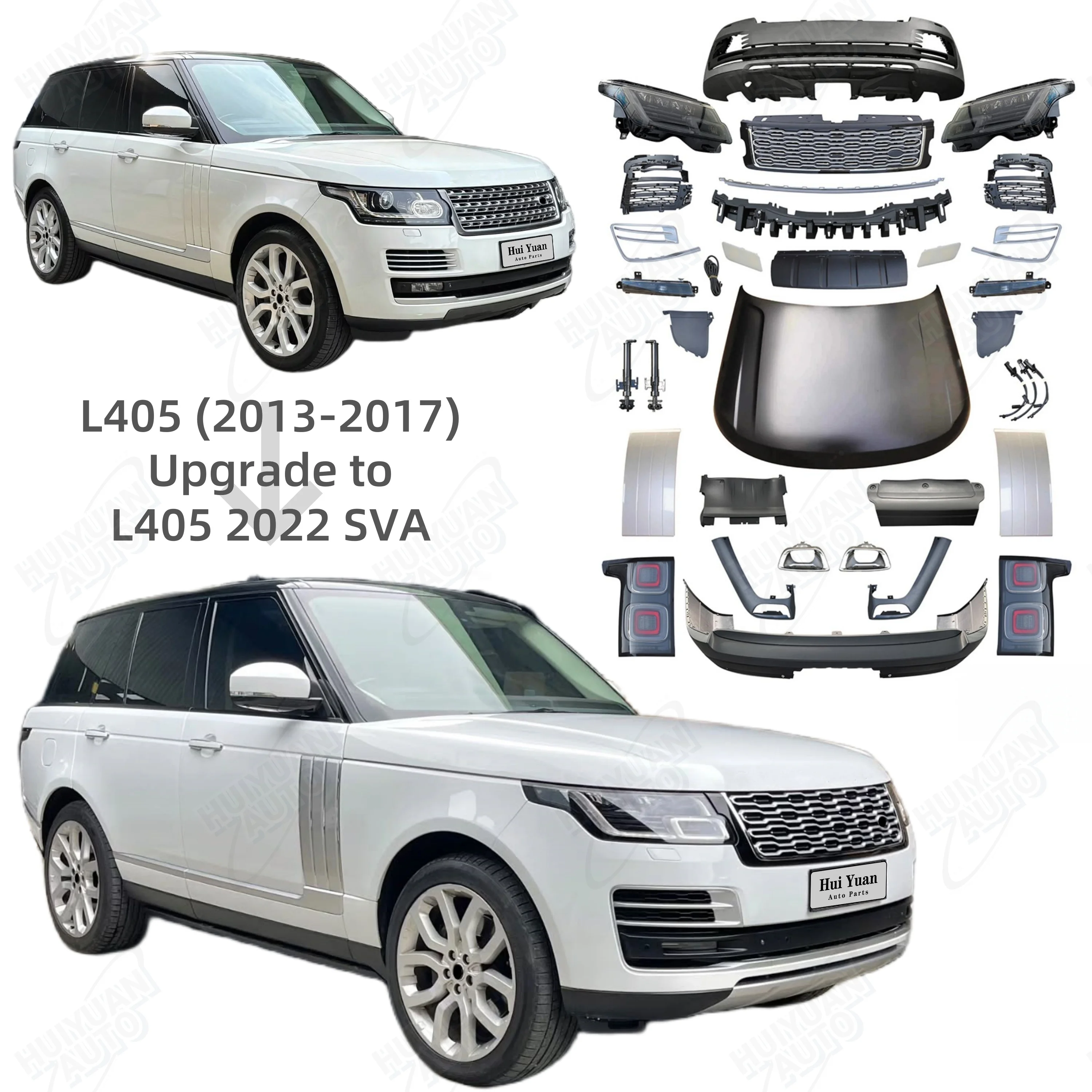 

Perfect Fitment Car Accessories for Range Rover Vogue 2013-2017 Upgrade to 2022 SVA Model Contain Bumpers Auto Lamps Hood
