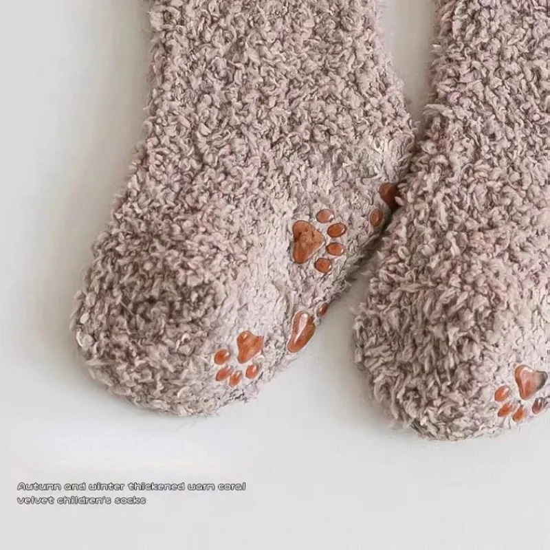 3 Paren/pak Kids Coral Fluwelen Sokken Muti-Kleuren Winter Zacht Warm Fuzzy Sokken Antislip Peuter Vloer Sokken 0-4 Jaar Pasgeboren Gift