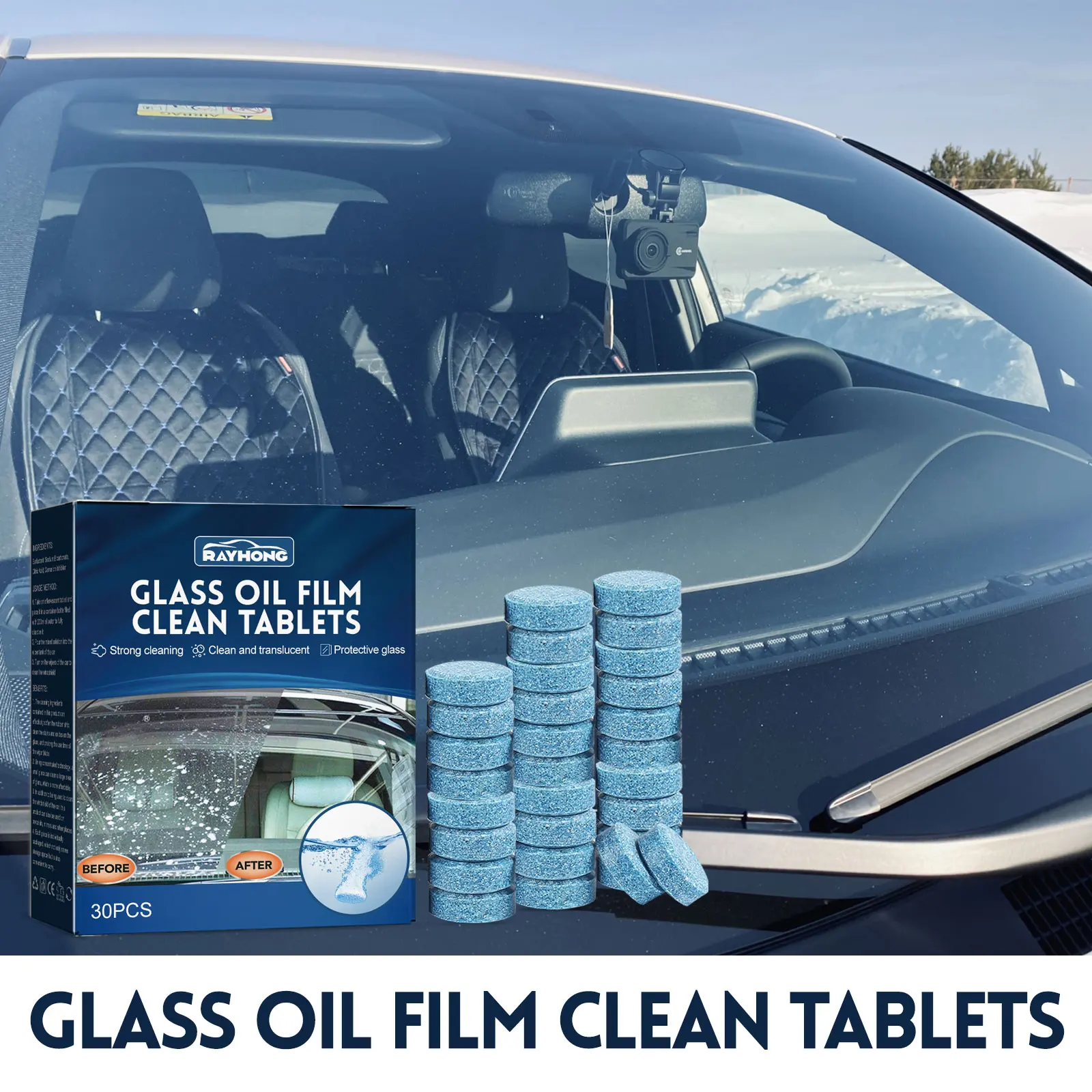 30pcs Solid Cleaner Car Windscreen Cleaner Effervescent Tablet Auto Wiper Glass Solid Cleaning Concentrated Tablets Detergent image 2