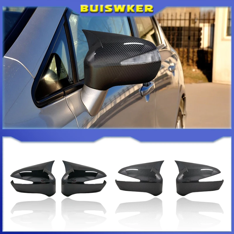 2Pcs Door Side Rearview Mirror Cover Trim Cap Fit For Honda Civic 8th 2006 2007 2008 2009 2010 2011 Carbon Fiber Style