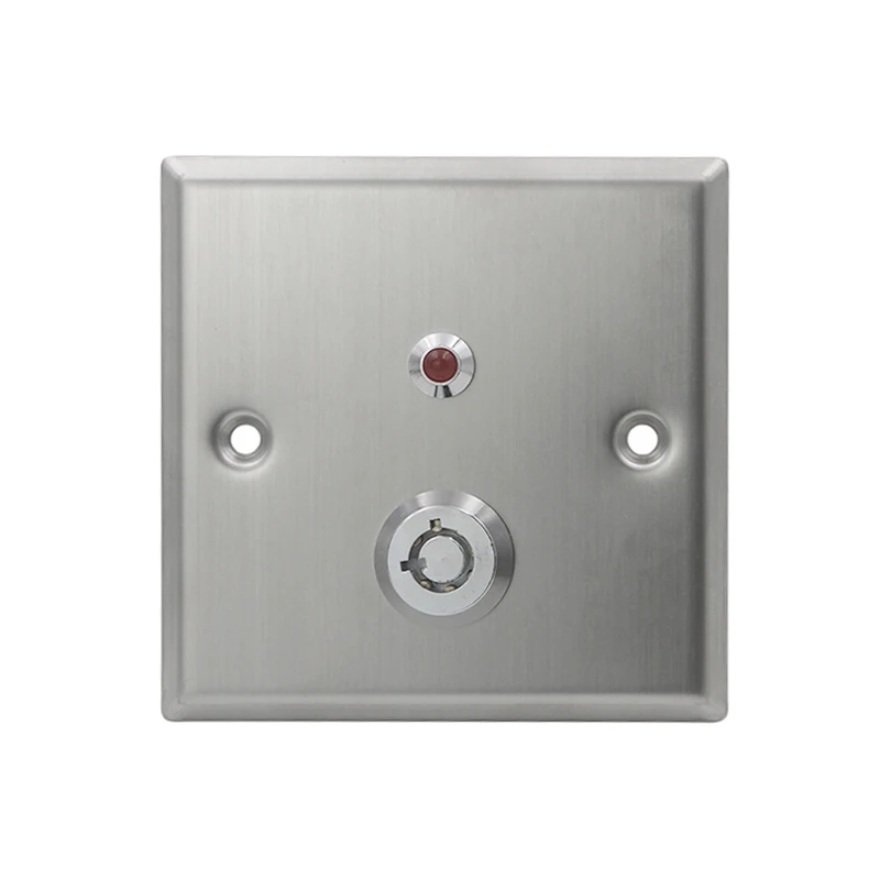 Stainless Steel ON OFF Exit Button Push Switch with keys Release For door Lock gate opener Access Control With Red LED Light