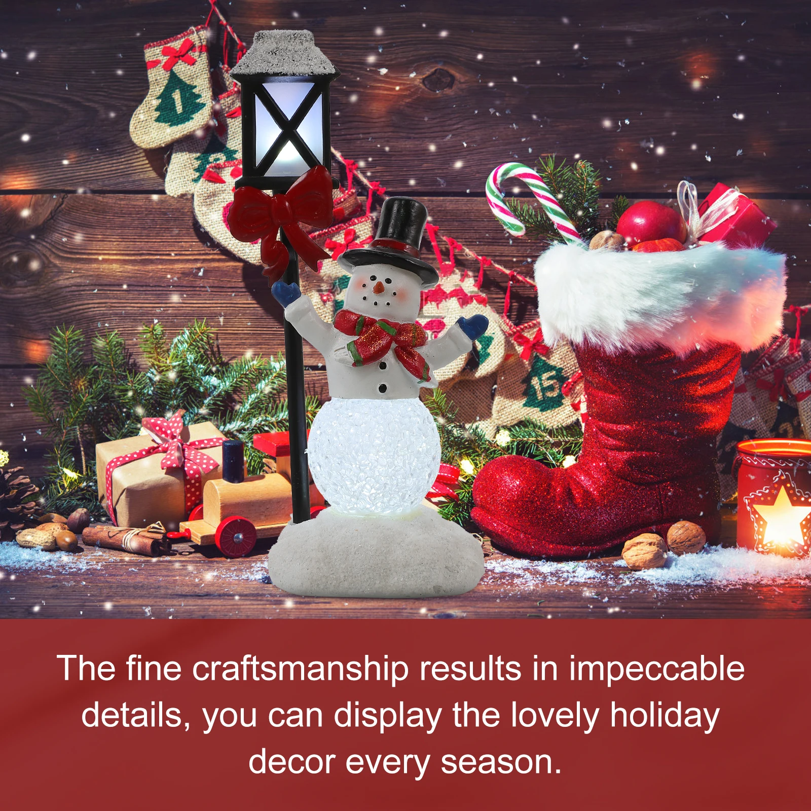 

Chic Snowman Night Light Christmas Decor Table Ornament Creative Resin Craft