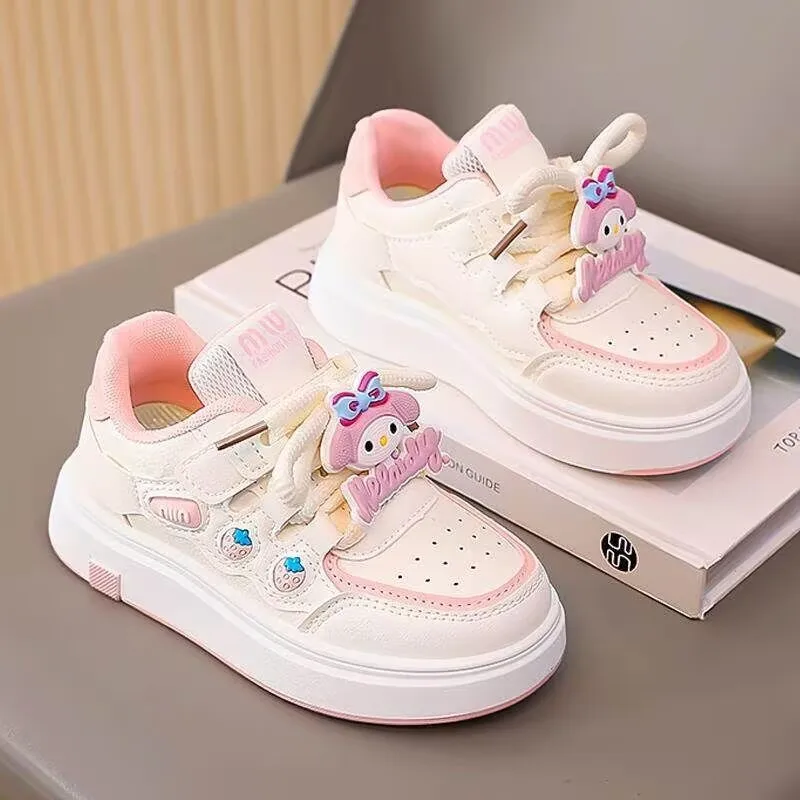 

Детская повседневная обувь, кроссовки из искусственной кожи с рисунком My Melody для девочек, противоскользящая дышащая розовая обувь на липучке, размер 28-37