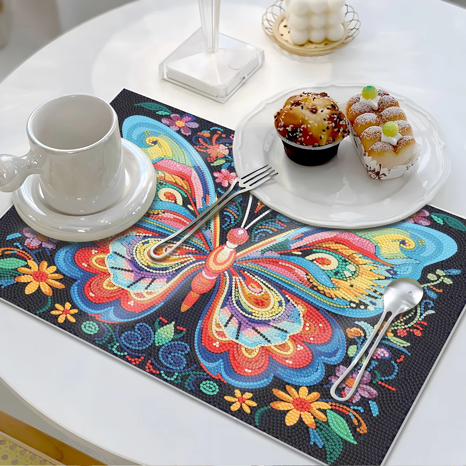 New Diamond Painted Meal Mat Mandala Butterfly Dining Table Anti slip Insulation Mat DIY Diamond Embroidered Home Decoration