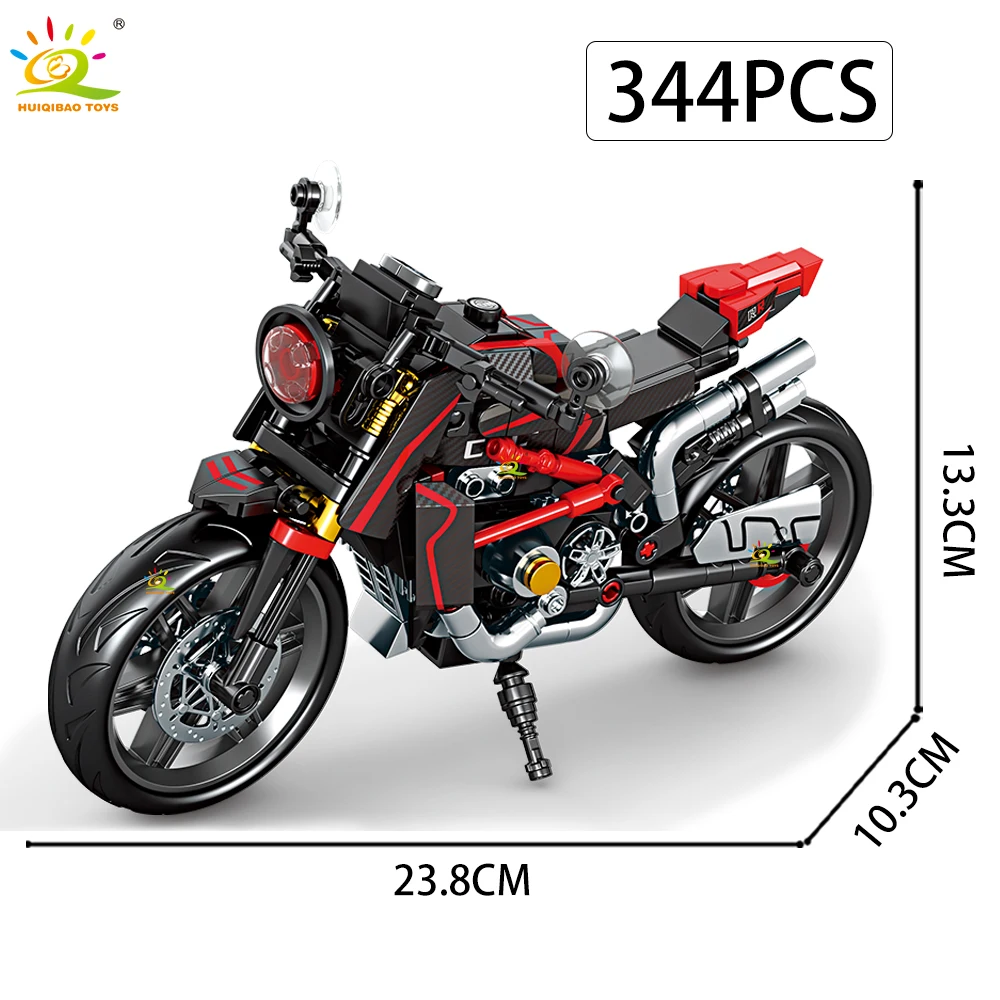 HUIQIBAO MOC Motorrad-Modellbausatz, City Moto Racer Bausteine, Spielzeug für Kinder, Jungen, Erwachsene, Auto-Set, Heimdekoration – Detail 9