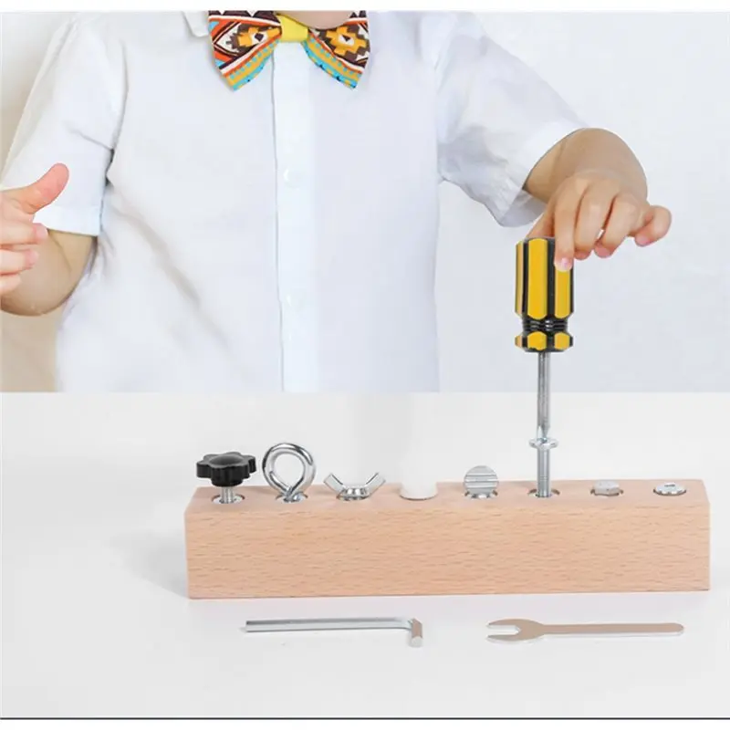 ABLK Montessori Wooden For Kids - Screw Nut Disassembly, Enhances Fine Motor Skills