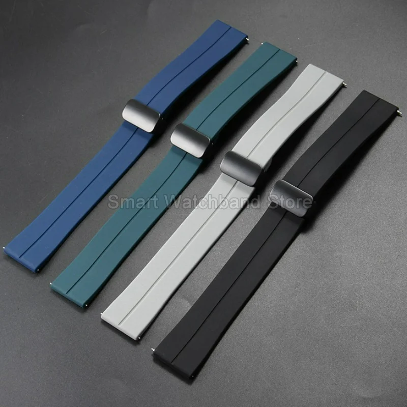Snug Conforming Quick‑dry Watchband 20 22mm Magnetic Fold Clasp Quick Release for Amazfit Rolex Citizen Longines Armani Durable
