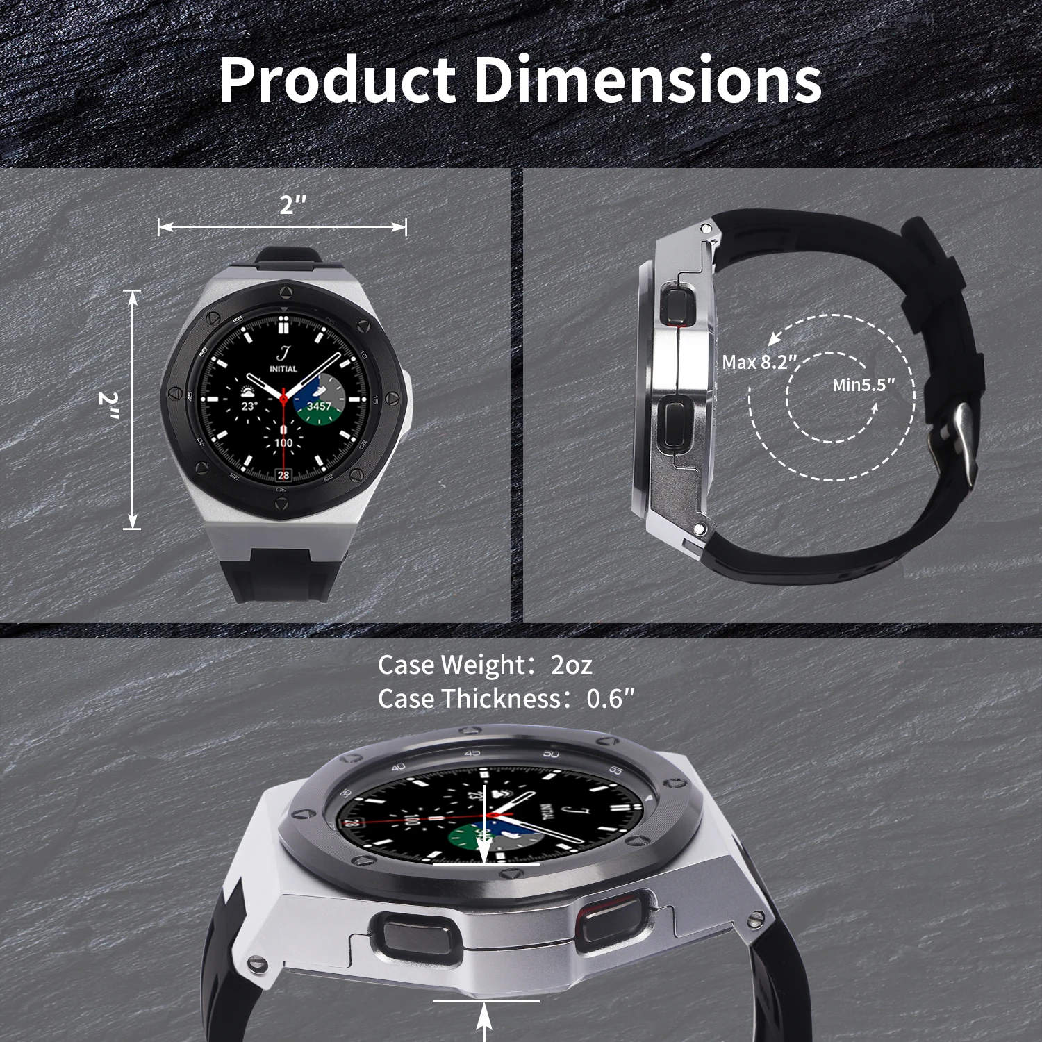 Rubber Strap Modified Kit For Samsung Galaxy Watch 4 Classic 46mm Stainless Steel Case Bracelet Wristband Watch 4 Classic 46mm