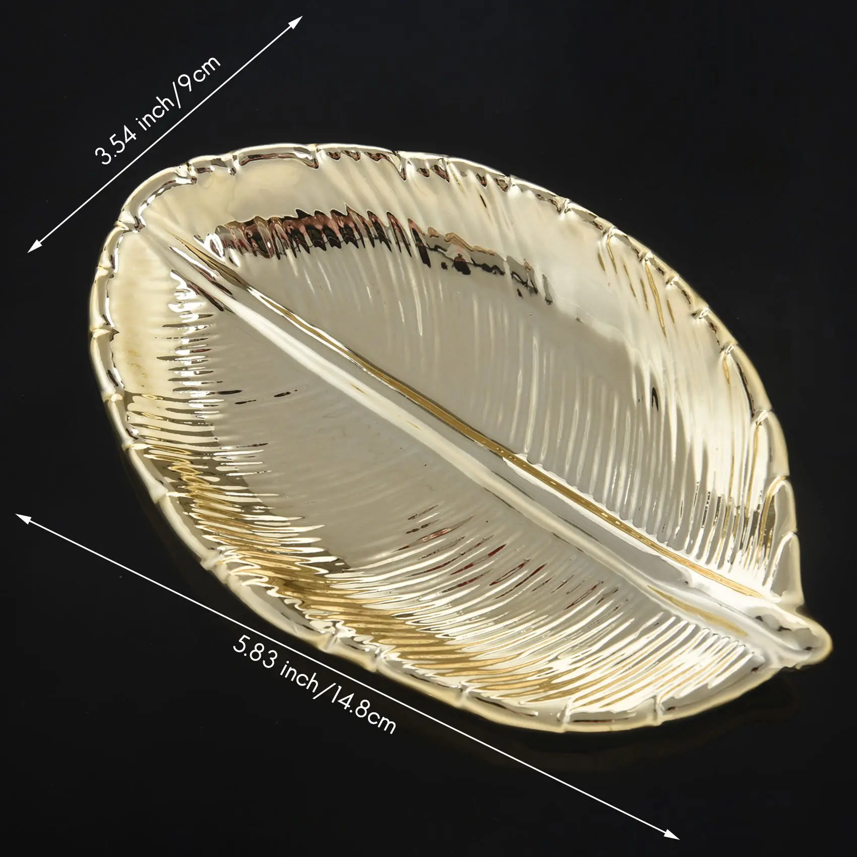 装飾的な金色の葉のセラミックプレート,磁器のキャンディー,ジュエリー,果物のサービストレイ,食器
