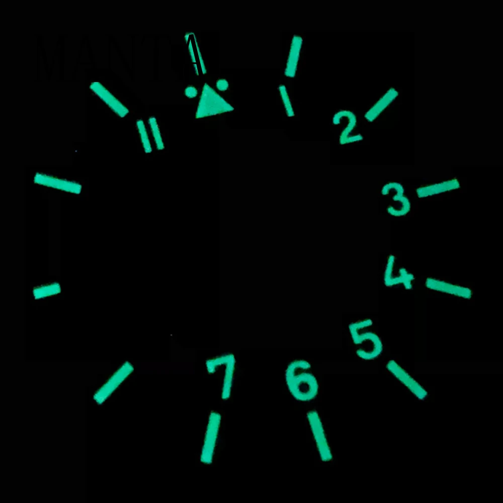 MANTA 38,9 mm quadrante nero sterile verde luminoso adatto al movimento meccanico ETA6497 Seagull ST3600