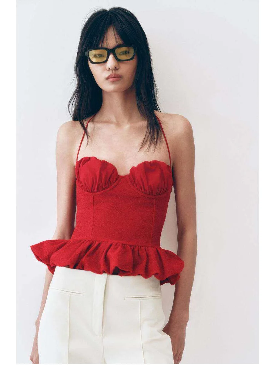 

Adjustable Lapel Heart Shaped Decorative Top with Patchwork Design in Wool Blend Short A-Line Vest for Women Summer 2026