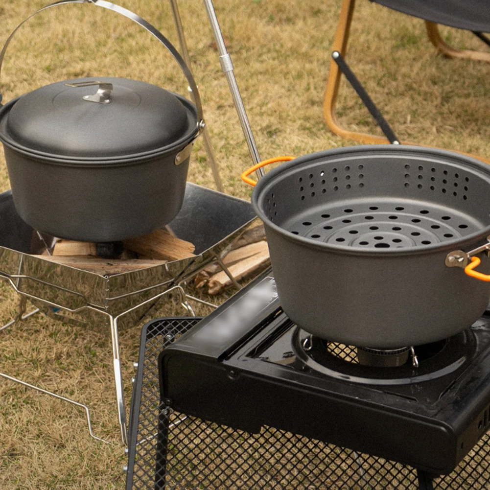 

Hiking Steamer 4.5L Cookware Stainless Steel Handle Strong Rivets Anti-overflow Design Easy To Clean Hiking Approx. 22*22*20cm