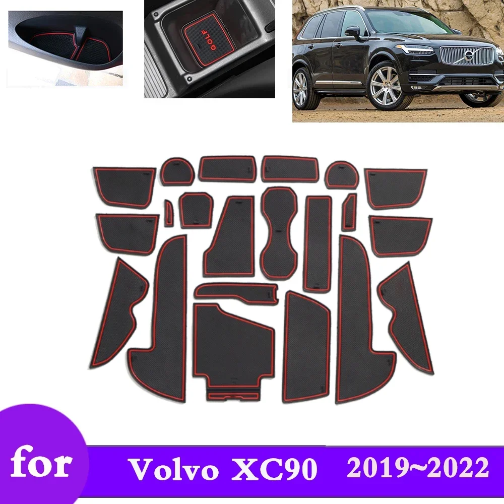 Groove de borracha antiderrapante para Volvo, Gate Slot Coasters, Acessórios para adesivos de carro, Gadget para XC90, XC 90, 2016 ~ 2021, 2017, 2018,