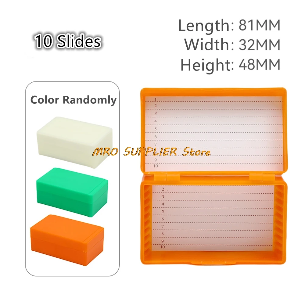 2Pcs Plastic Rectangle Microscope Glass Holder Slide Box for 10 Slides laboratory supplies