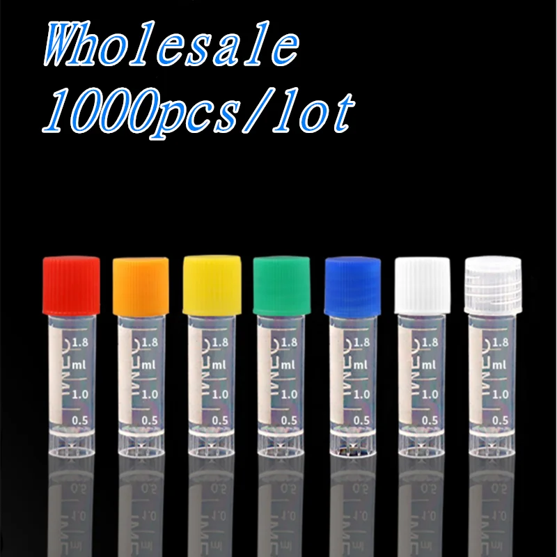 

1000pcs Centrifuge Tubes 1.8ml PP Lab Analysis Freezing Tubes Centrifuge Tube Volume Vials Bottles With Screw Cap