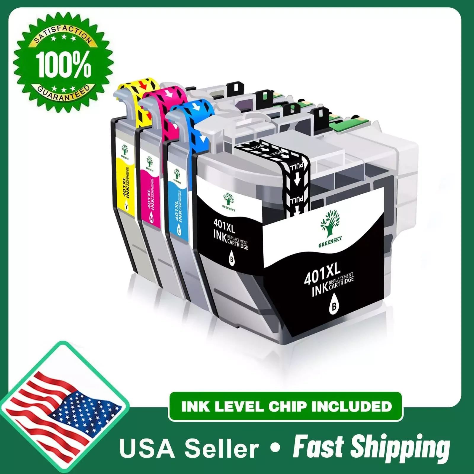 

4PK LC401XL BCMY Ink Cartridge replacement for Brother MFC-J1010DW MFC-J1170DW