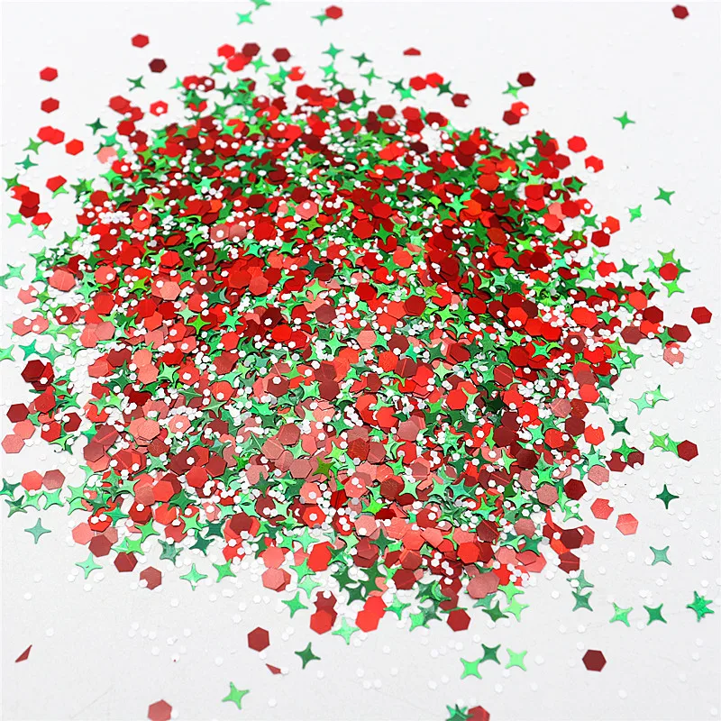 Christmas Nail Sequins Mixed Pentagram Dot Snowflake Christmas Tree Sequins Glitter DIY Nail Accessories 10-20g