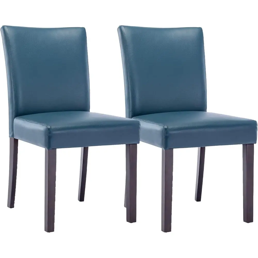 

Синие обеденные стулья из искусственной кожи с низкой спинкой и ножками из массива дерева, комплект из 2 шт.