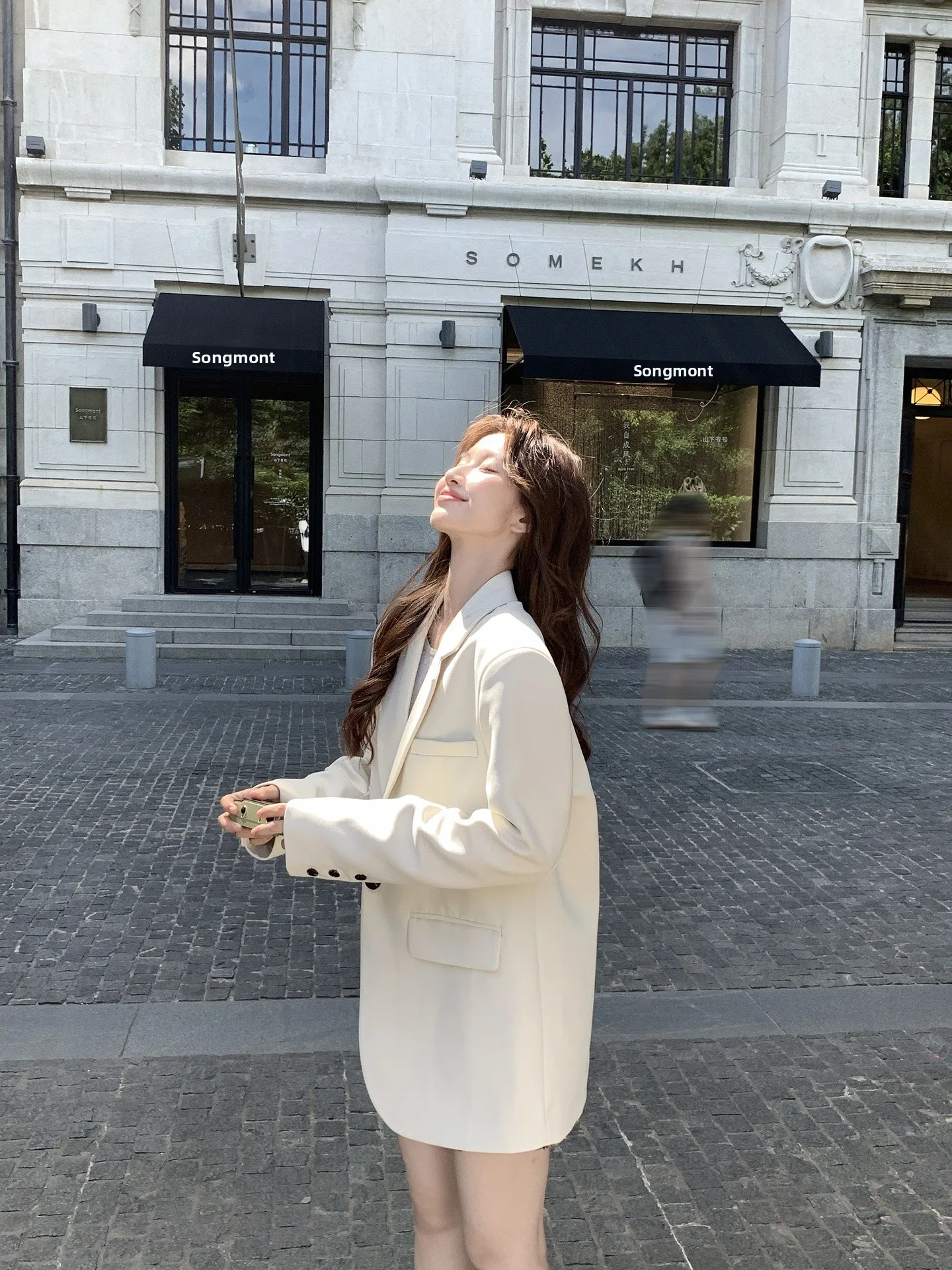 

WTT Women's Casual Loose Fit Suit Jaet Small Size Spring Autumn Korean Sle White Lightweight Long Sve Casual Coat