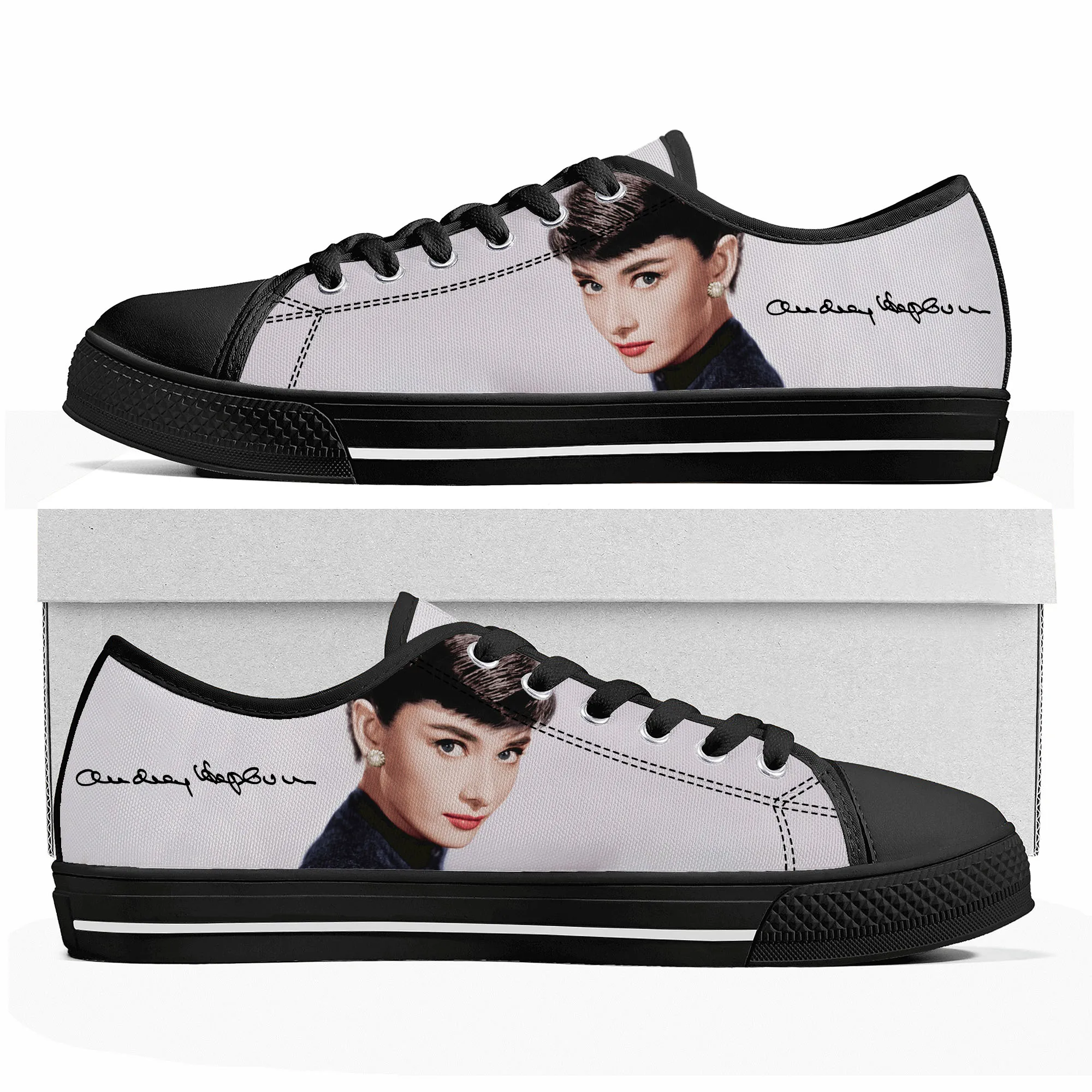 Audrey Hepburn Low Top Sneakers Mens Womens Teenager Canvas High Quality Sneaker Casual Custom Made Shoes Customize DIY Shoe