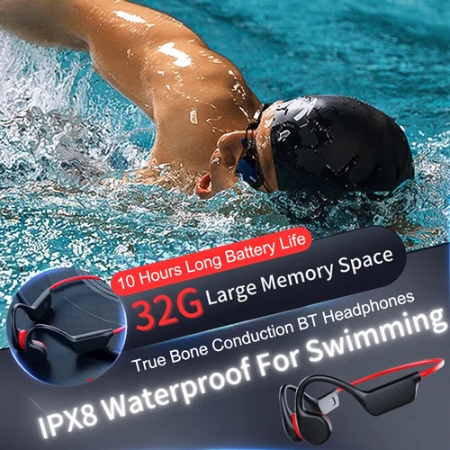 Imagen 2 del producto Auriculares de Conducción Ósea IPX8 32GB Bluetooth 5.3 Inalámbricos para Natación con Micrófono, Resistentes al Agua, para Ejercicio y Fitness